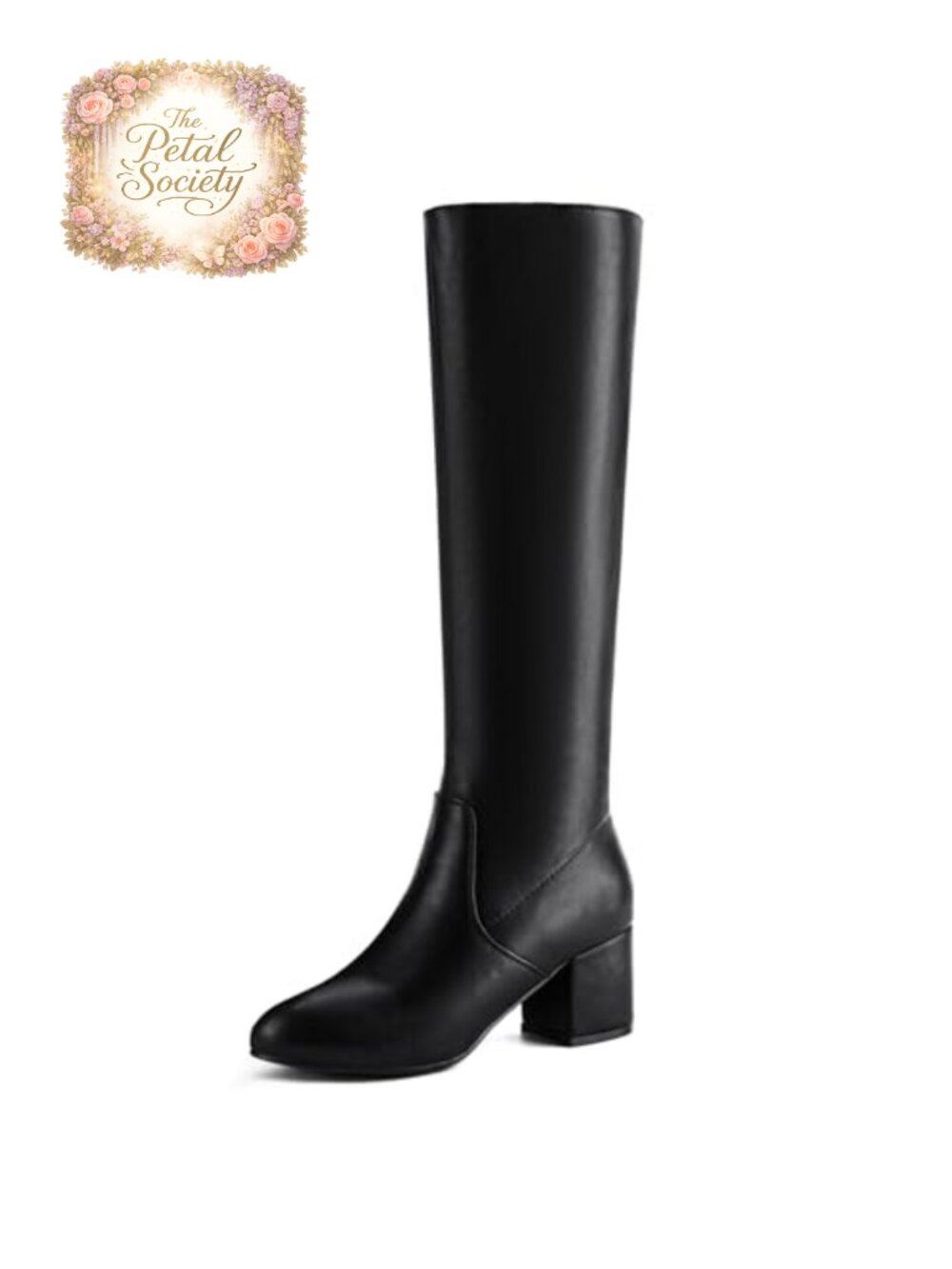 Knee High Boots Chunky Block Heel Faux Suede Mid Heel Knee-High